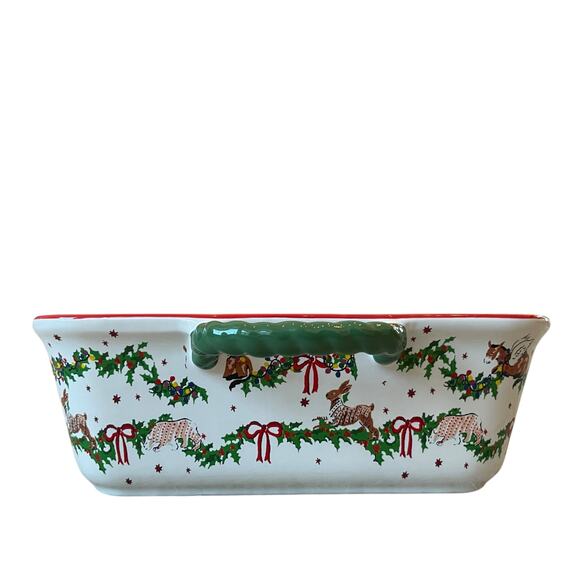 Cath Kidston Christmas Legends Garland Rectangle Roasting Dish Stoneware 8x14 - Picture 6 of 10